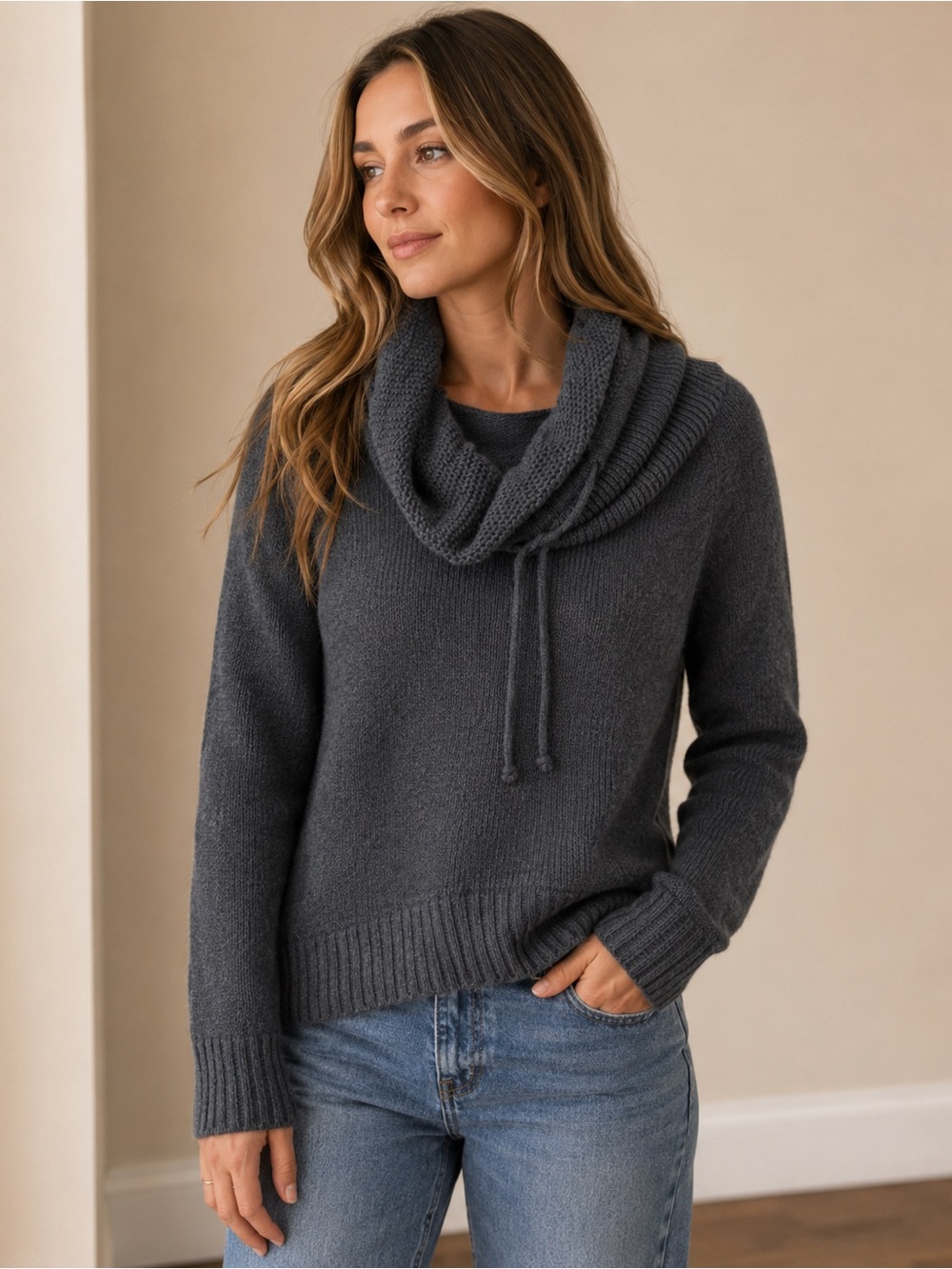 Columbia Gray Cowl Neck Sweater Small